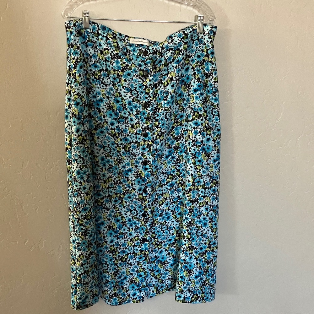 Christopher & Banks Blue Floral Maxi Skirt
